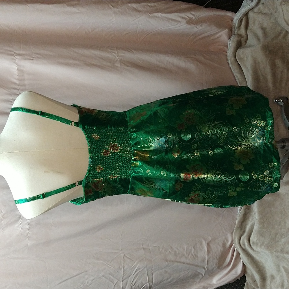 Urban outfitters size large green patterned dress.